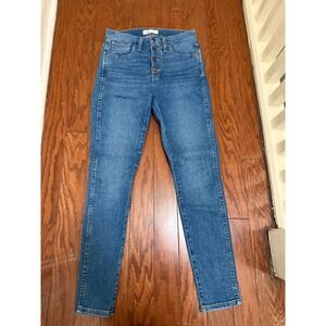 Madewell 10 High-Rise Skinny Jeans Button Fly Medium Wash Blue Denim Size 27